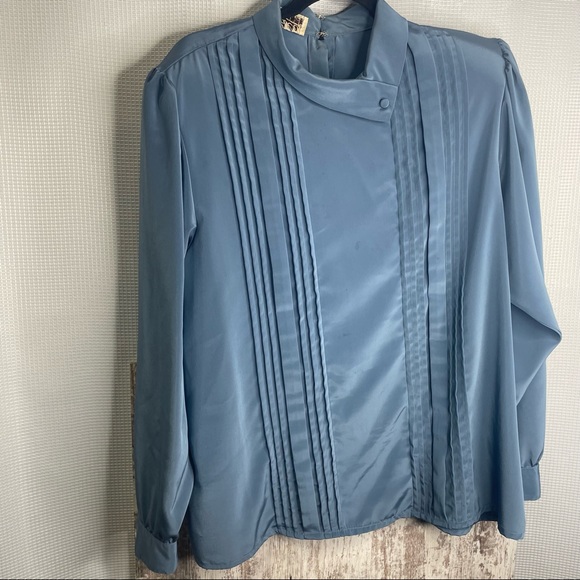 Vintage Tops - Vintage Blue Blouse Cali Div of Carry Back LTD Size 3X